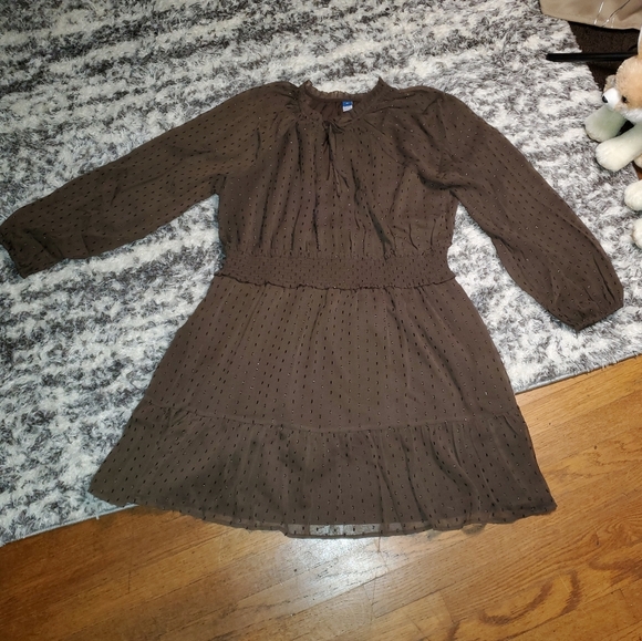 Old Navy Long Sleeve Flowy Dress in Dark Brown with Pockets! - Picture 1 of 13